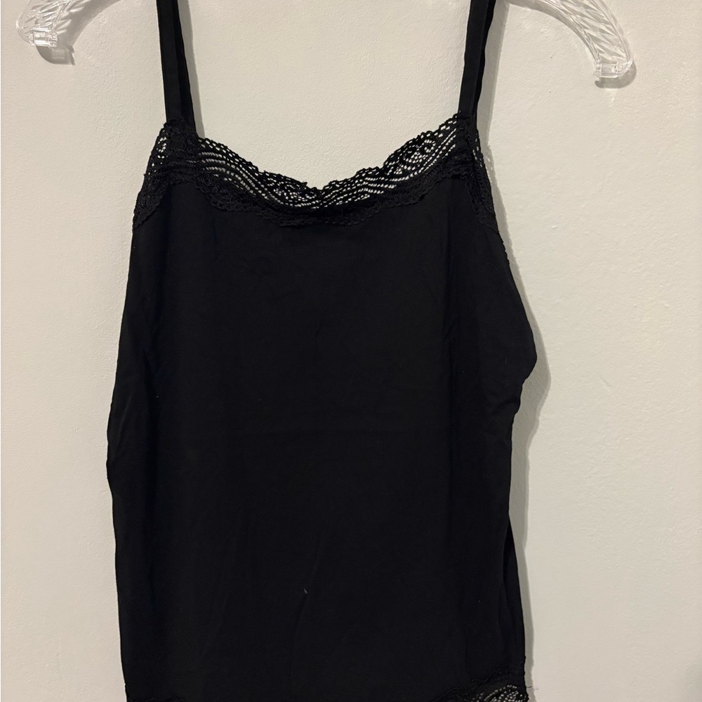 Ann Taylor Black Lace Trim Cami Top